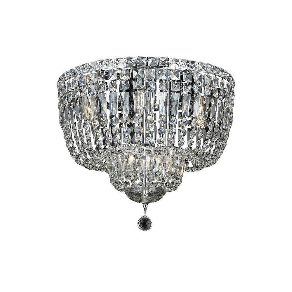 Tranquil 10 light Chrome Flush Mount Clear Royal Cut Crystal