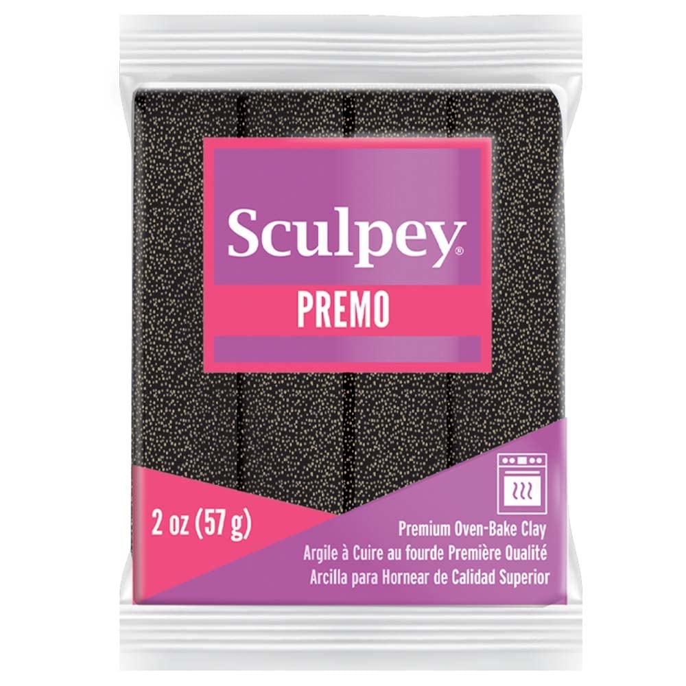 Sculpey Premo    Polymer Oven-Bake Clay, Twinkle Twinkle Black Glitter, Non Toxic, 2 Oz. Bar, Great For Jewelry Making, Holiday,