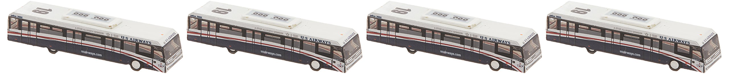 Cobus 3000 Passenger Bus White and Blue US Airways Shuttle Bus 4 Piece Set 1/400 Diecast Models by GeminiJets