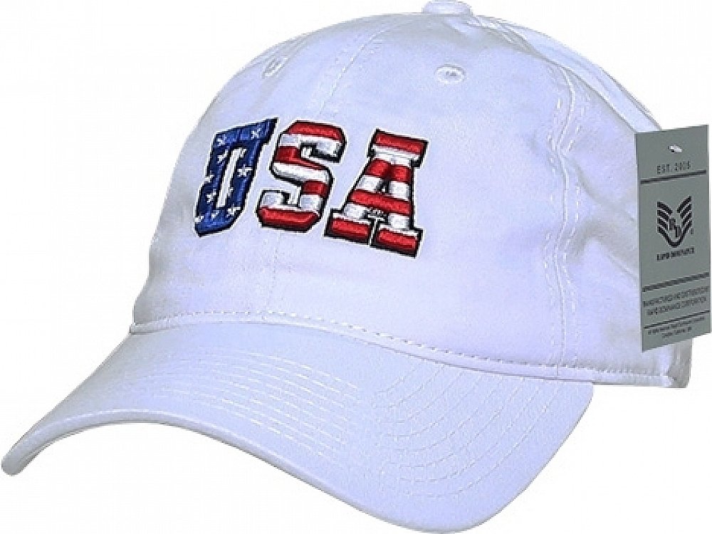 Relaxed Graphic Cap, US Flag Letters,White