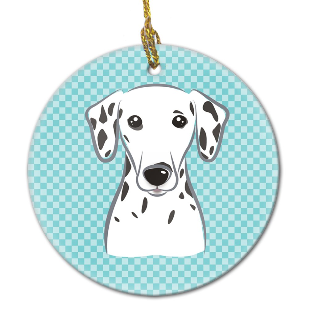 Checkerboard Blue Dalmatian Ceramic Ornament BB1148CO1