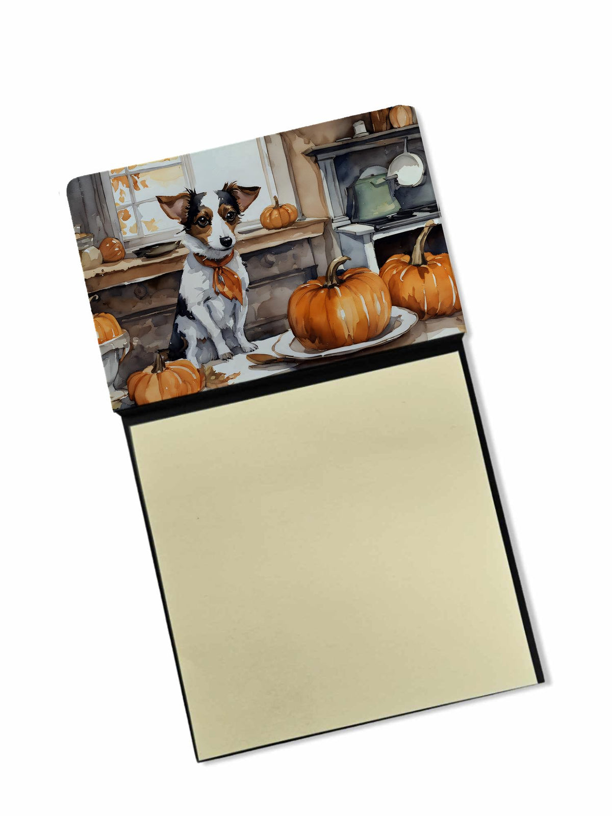 Jack Russell Terrier Fall Kitchen Pumpkins Sticky Note Holder