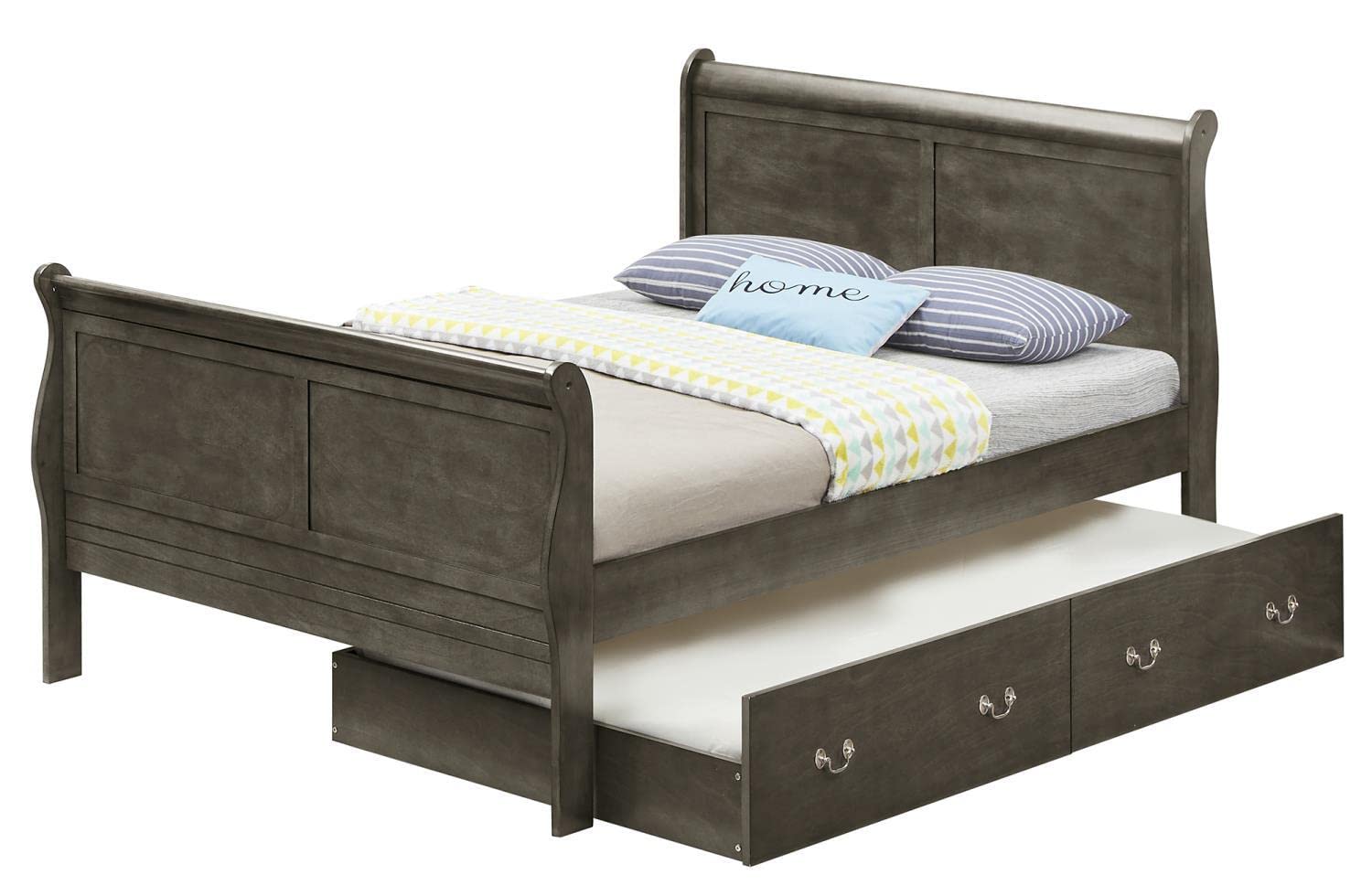 Louis Phillipe Gray Full Trundle Bed