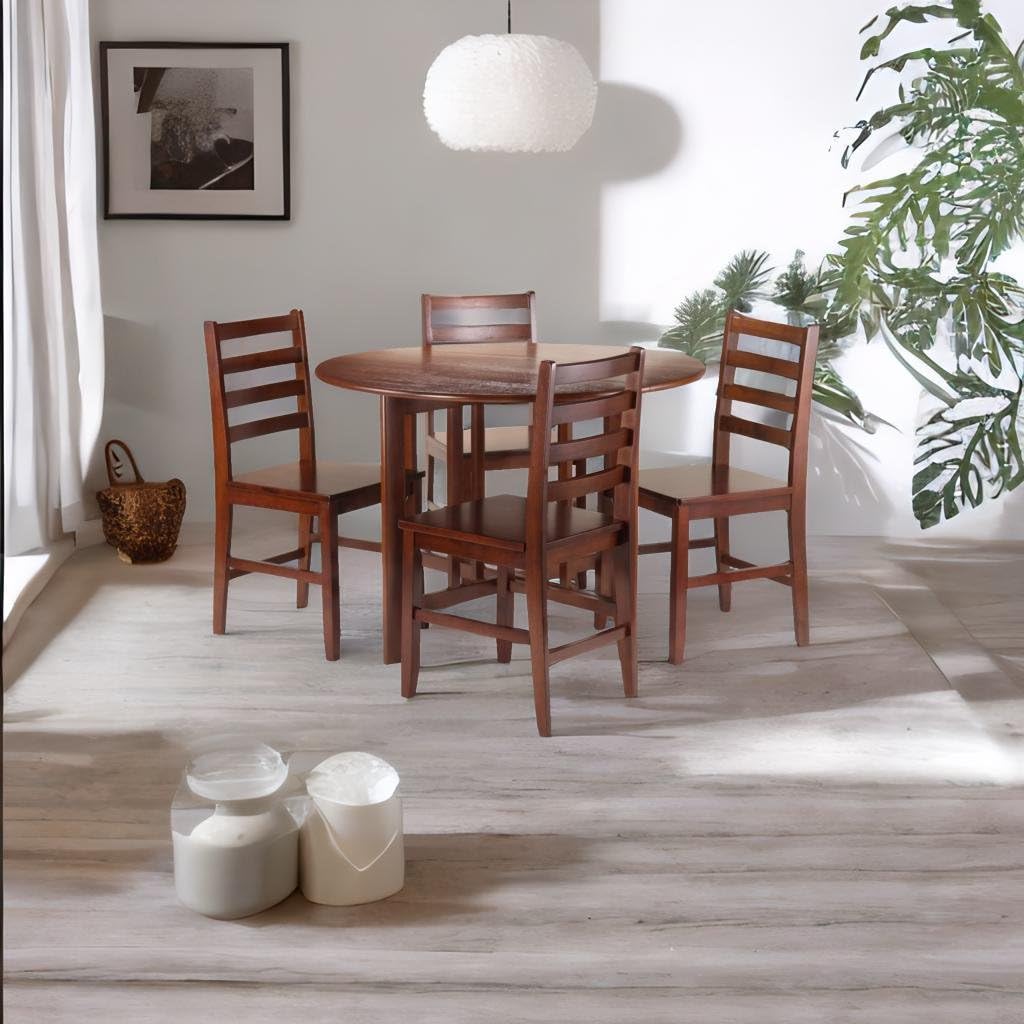 Casafoyer Alamo Round Drop Leaf Dining Table Set: Compact, Stylish, Solid Wood, Easy Assembly