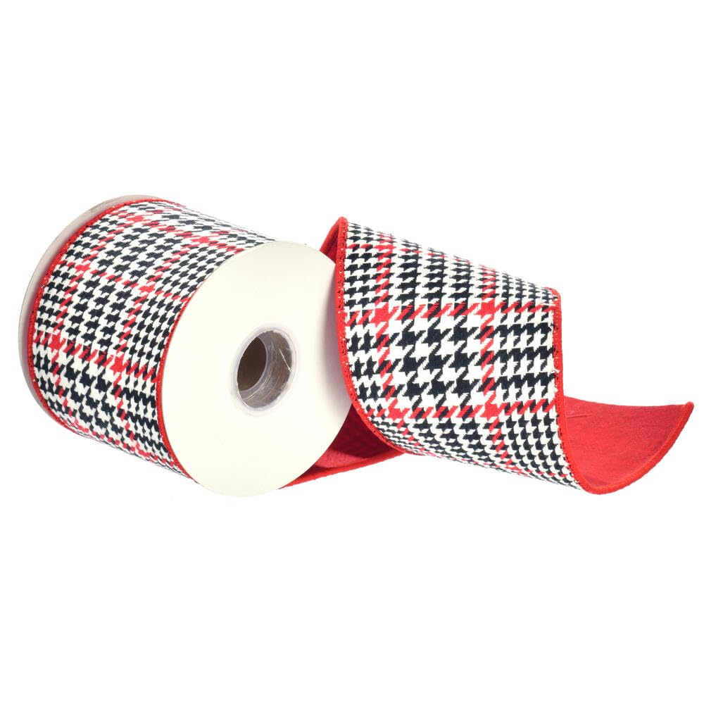 4x10Y Red Houndstooth Plaid Ribbon