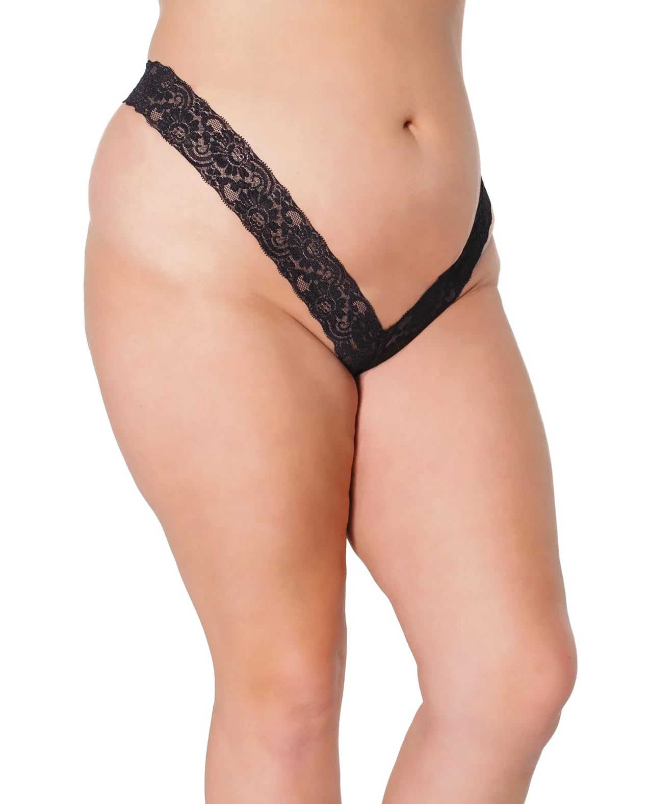 Coquette Scalloped Stretch Lace High Cut Thong