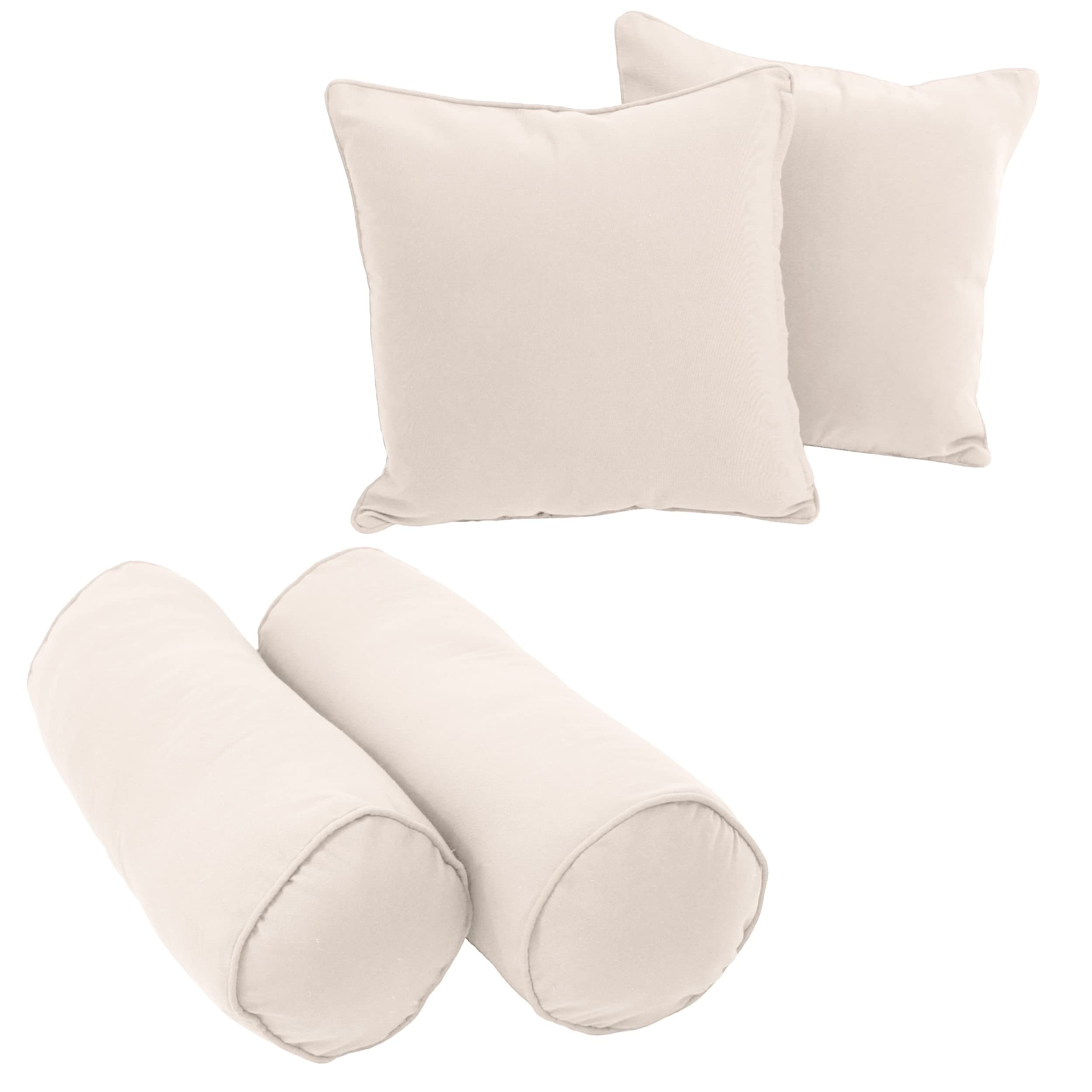 Double-corded Solid Twill Throw Pillows with Inserts (Set of 4) - Natural