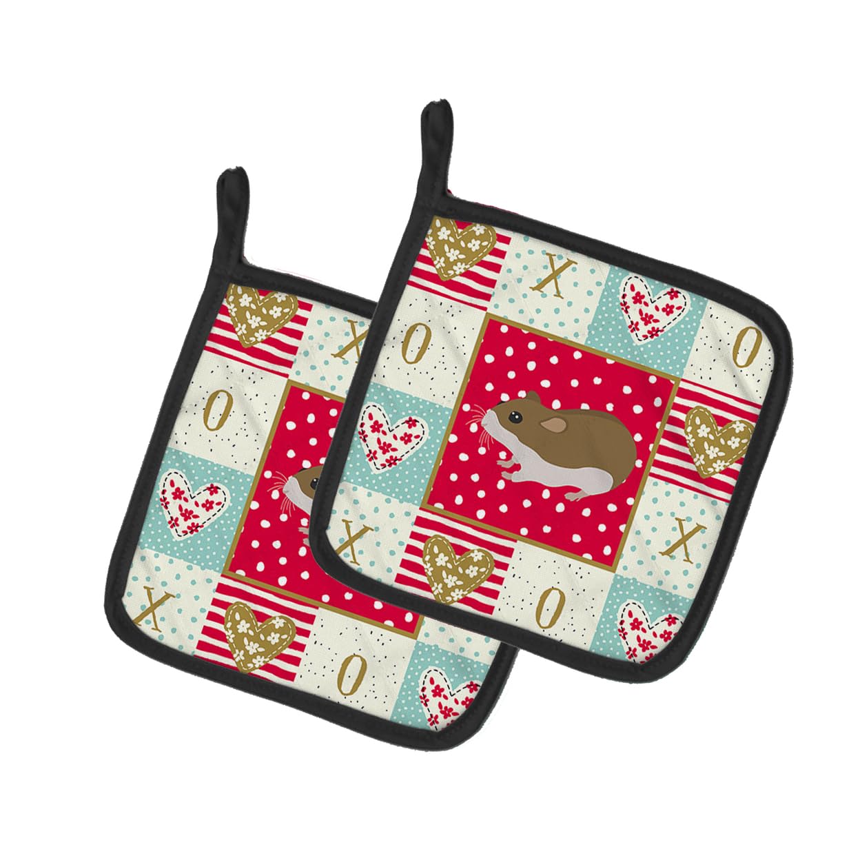 Chinese Hamster Love Pair of Pot Holders