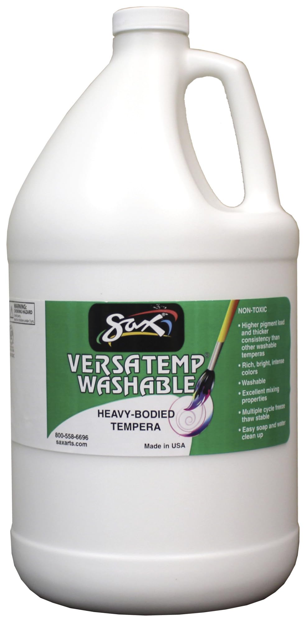Casafoyer Sax Versatemp Washable Heavy-Bodied Tempera Paint, 1 Gallon, White | (2 Units)