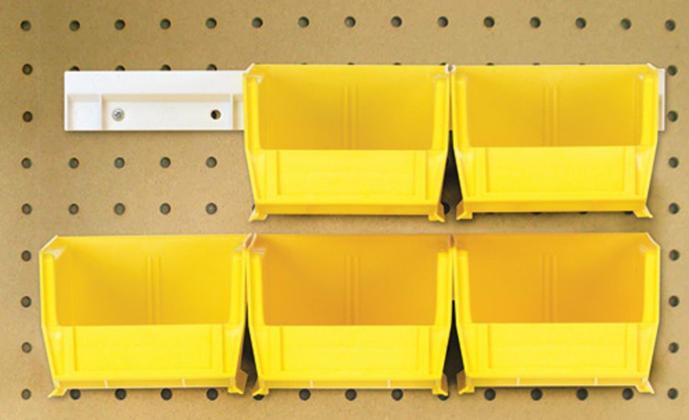 Hang-n-Stack Bin,  package, includes: (6) 7-3/8L x 4-1/8?? x 3?? (QUS220) yelow bin and (2) bin rails
