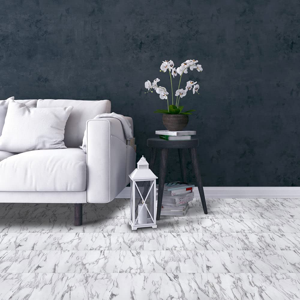 Tivoli Bianco Marble 12x12 Self Adhesive Vinyl Floor Tile - 45 Tiles/45 sq. Ft