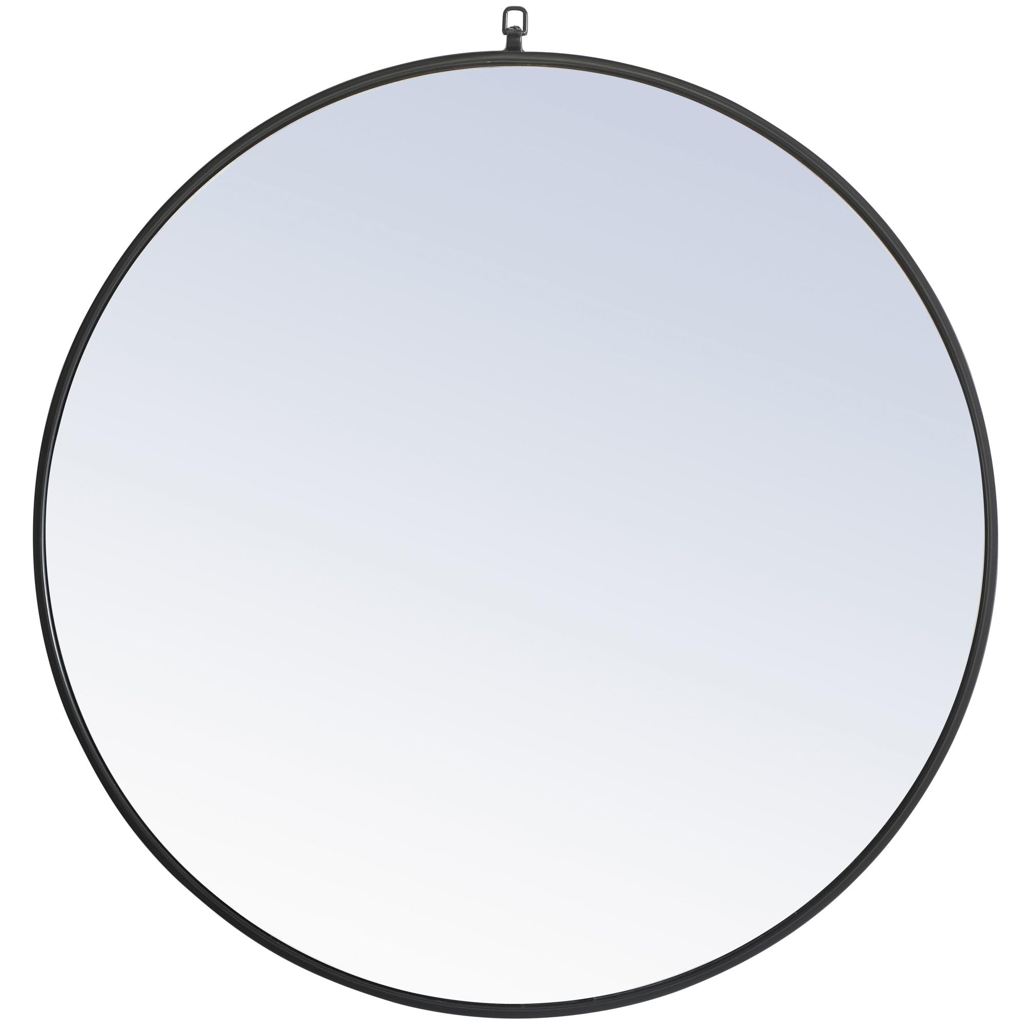 Metal frame Round Mirror with decorative hook 36 inch Black finish