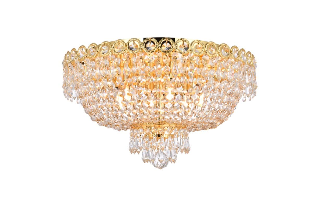Elegant Lighting Value Century Collection Flush Mount D:18In H:10In Lt:6 Gold Finish (Royal Cut Crystals) Gold