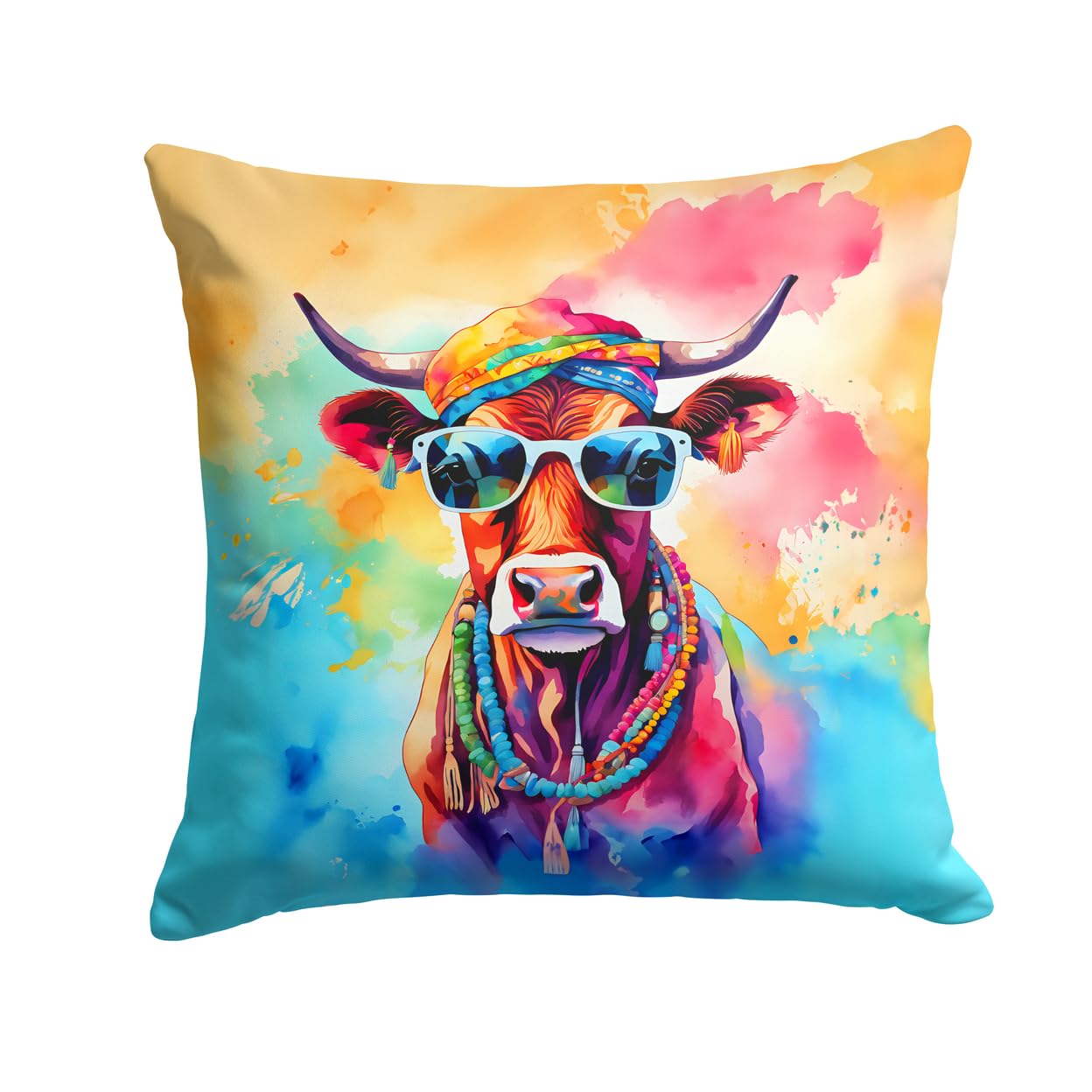 Hippie Animal Cow Throw Pillow