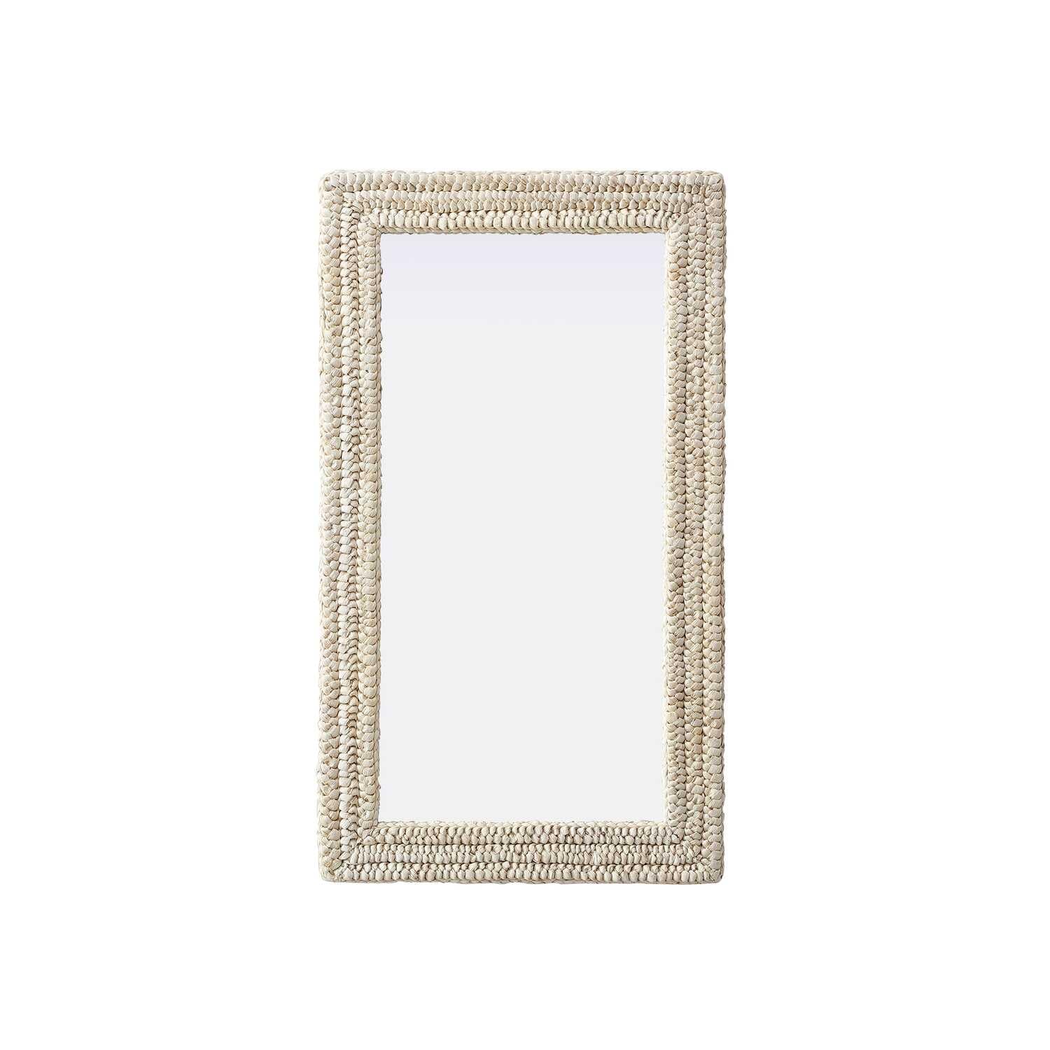 Rectangle Cornhusk Mirror 24x42 in Linen White