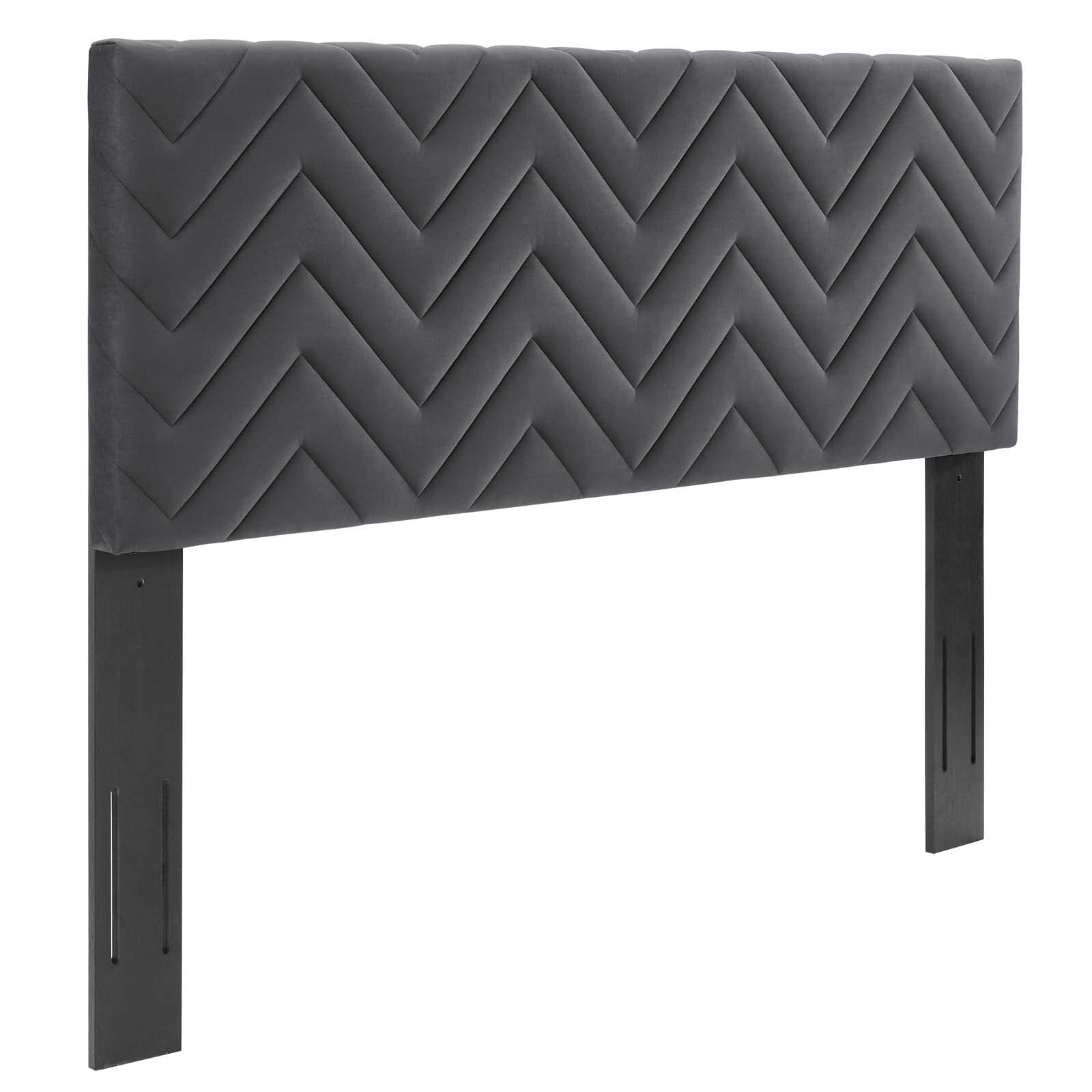 Modway Mercy Chevron Tufted Performance Velvet King/California King Headboard In Charcoal