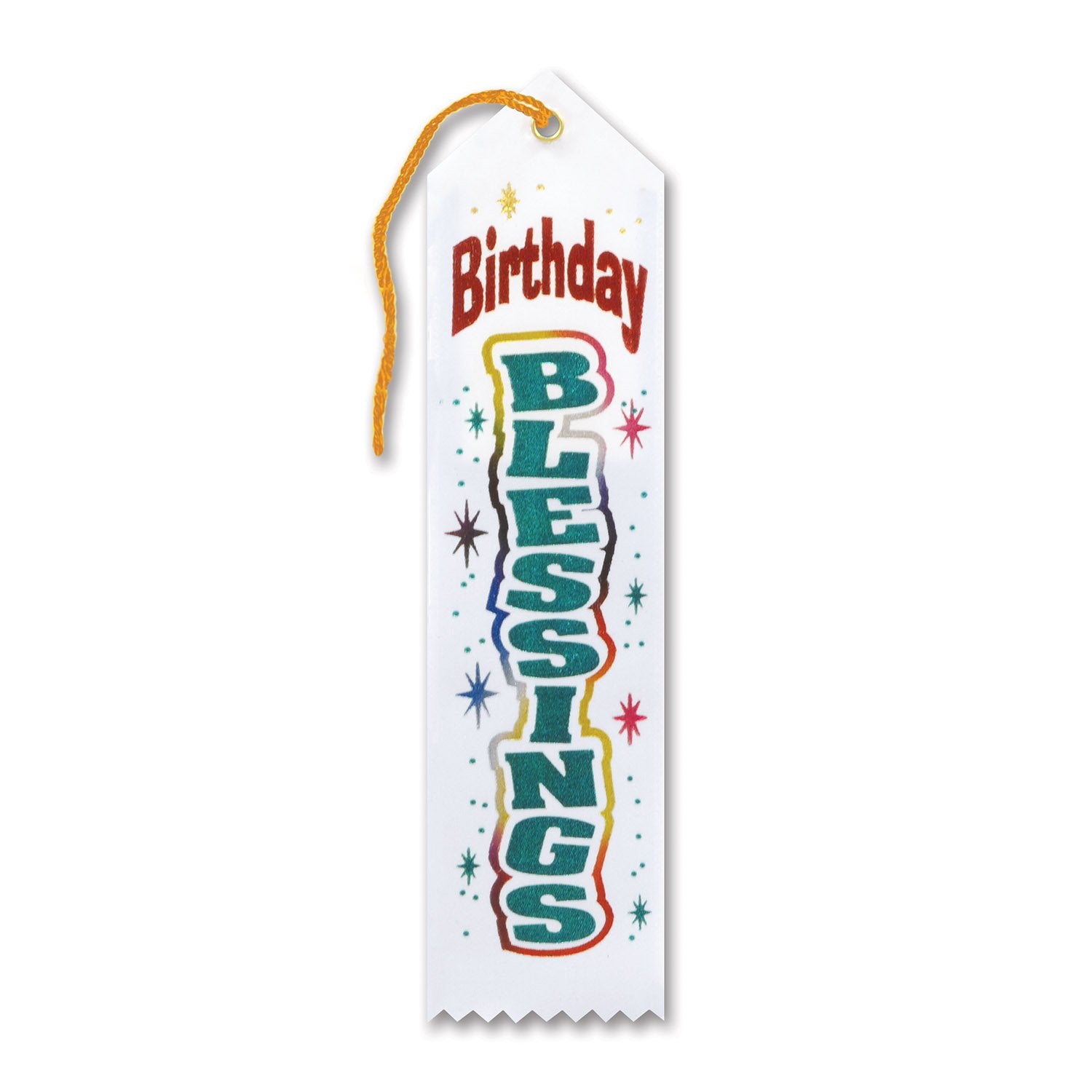 White Birthday Blessings Ribbon (Pack of 6)