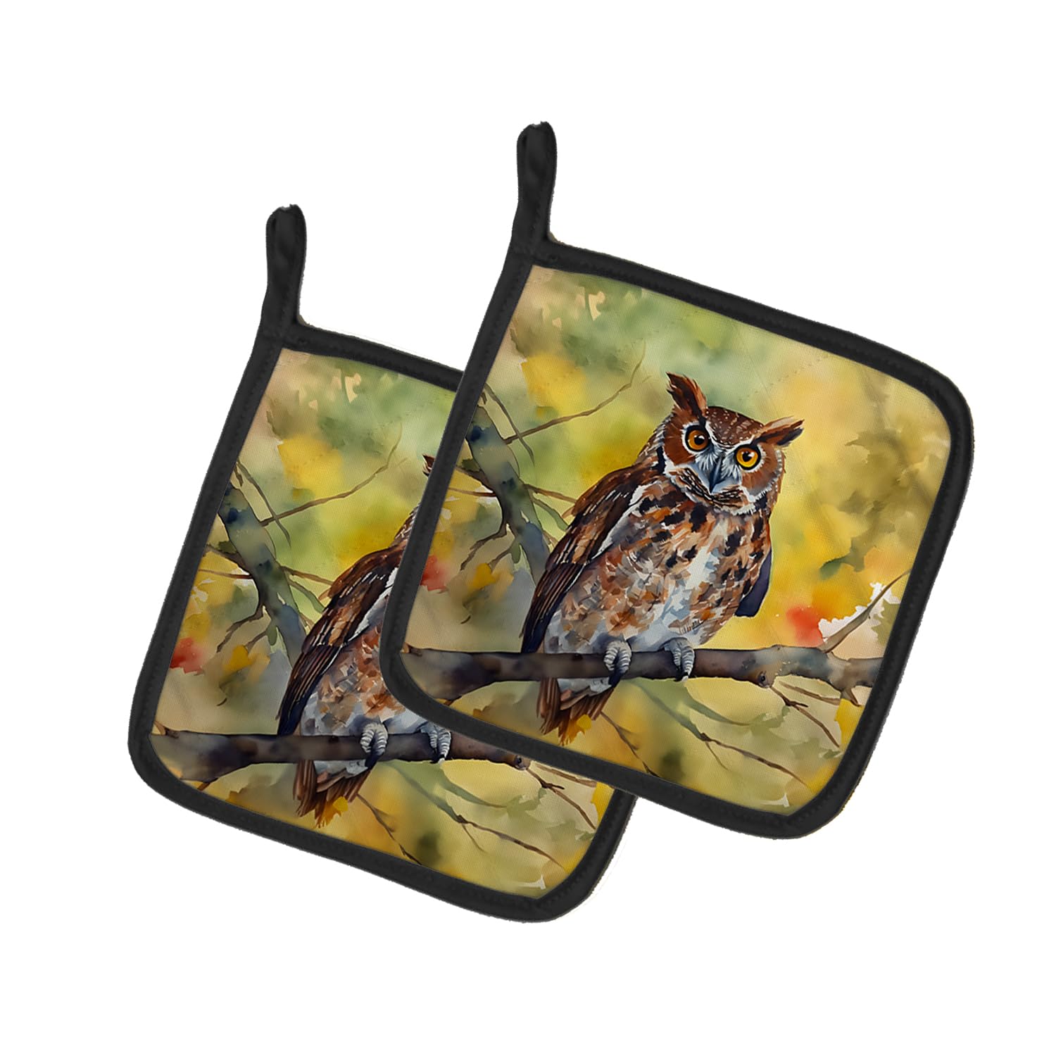 Eastern Screech Owl Pair of Pot Holders
