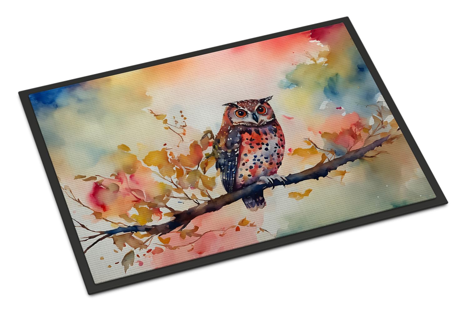 Carolines Treasures DAC3220MAT Elf Owl Doormat Front Door Mat Indoor Outdoor Rugs for Entryway, Non Slip Washable Low Pile, 18H X 27W