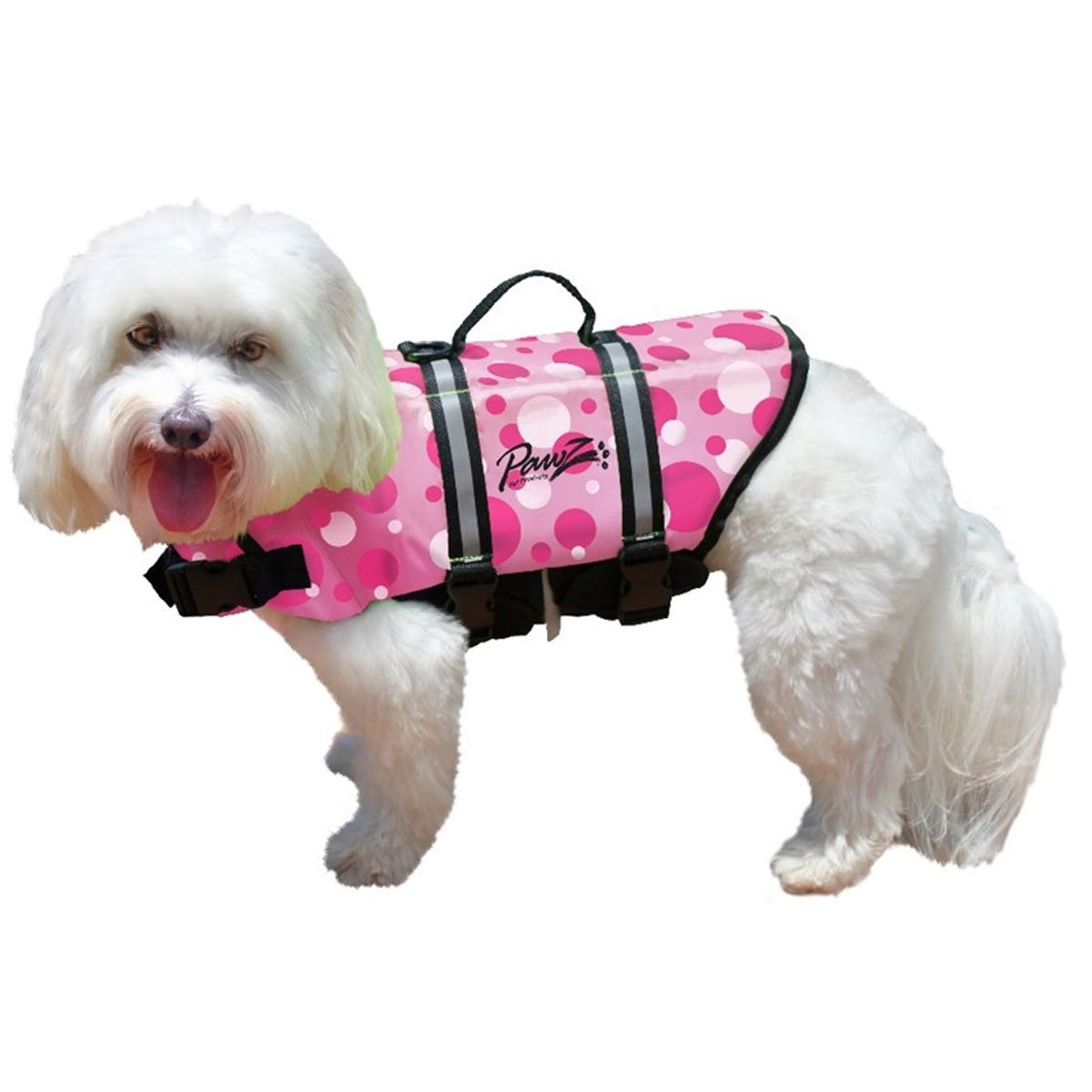 Pawz Pet Products Nylon Dog Life Jacket Medium Pink Bubbles