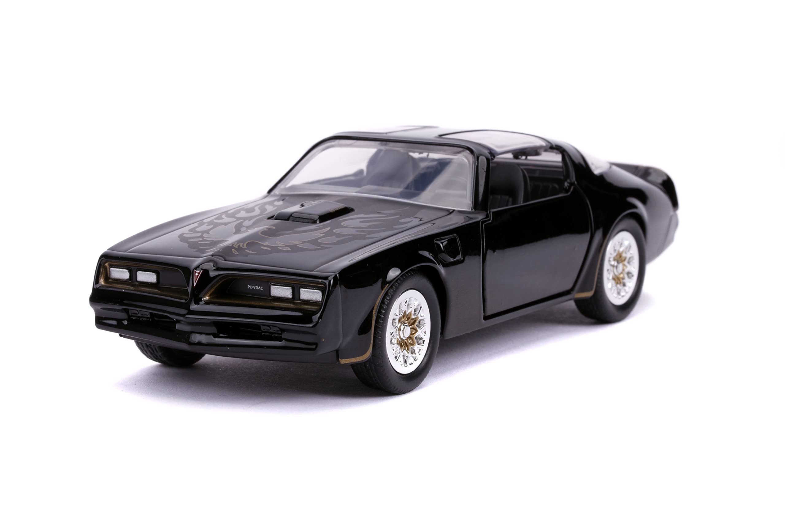 Tegos Pontiac Firebird Black with Gold Stripes and Hood Bird Fast & Furious Series 1/32 Diecast Model Car by Jada