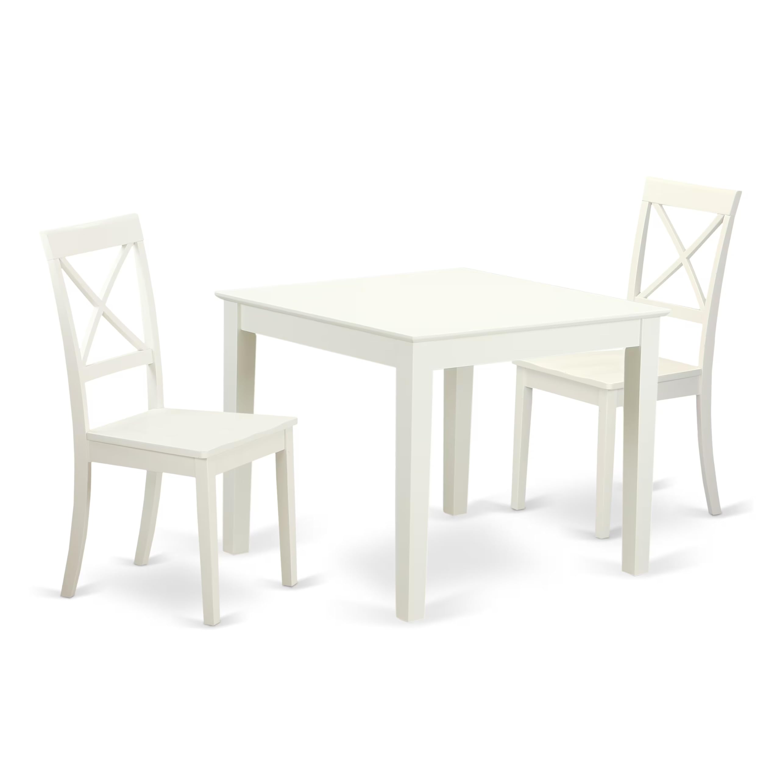 3  Pcsquare  Kitchen  Table  and  2  Wood  Kitchen  Dining  Chairs  in  Linen  White