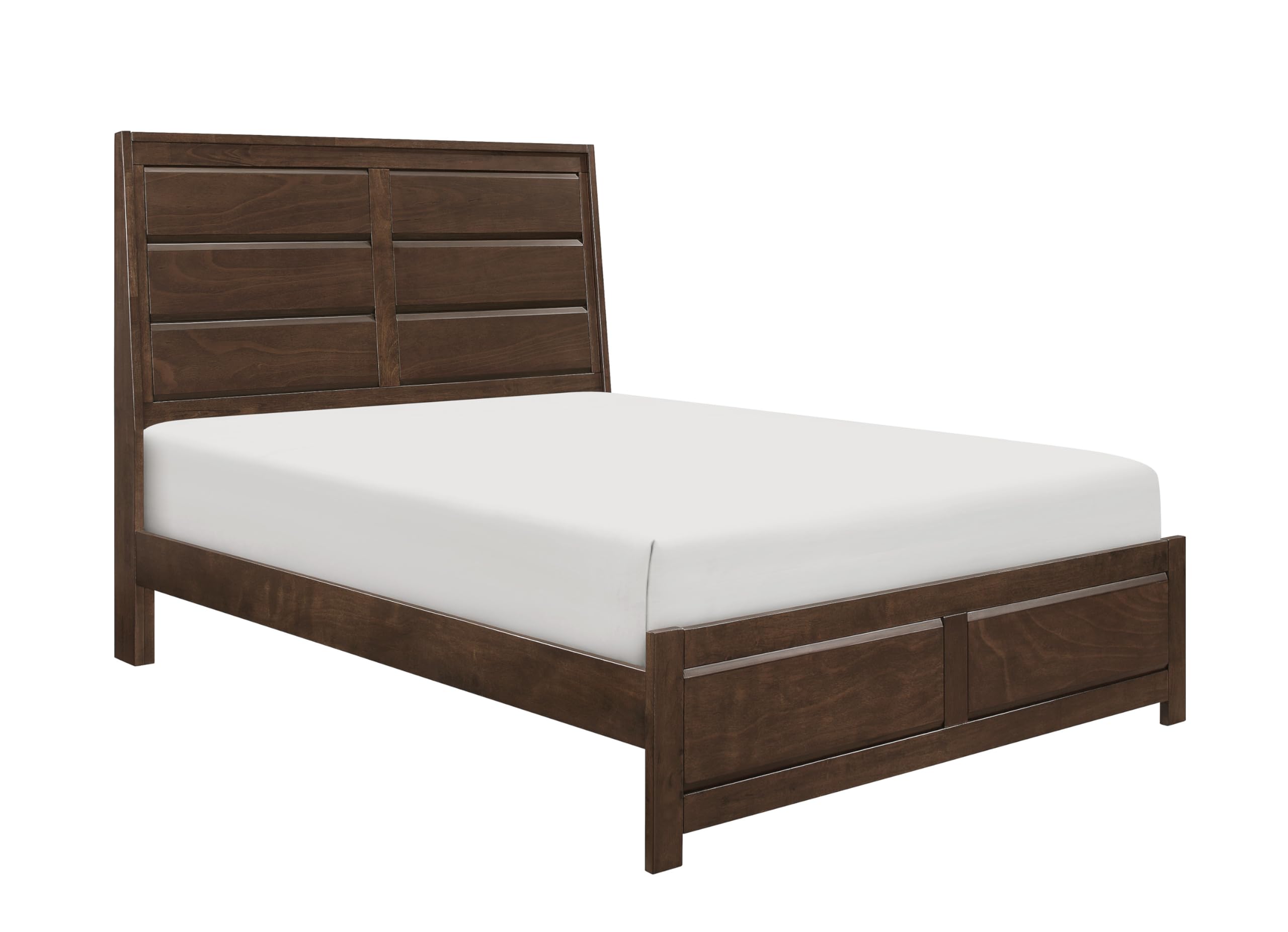 Rawn Queen Bed, Beveled Panel Headboard, Brown Okume Veneer, Solid Wood
