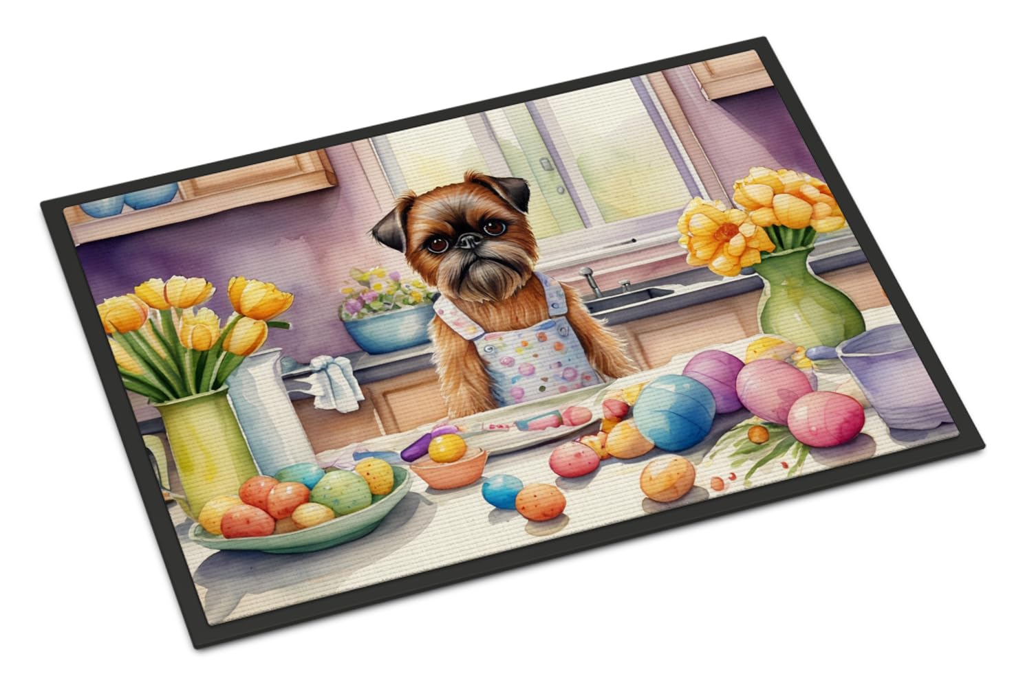 Carolines Treasures DAC6777JMAT Decorating Easter Brussels Griffon Doormat Front Door Mat Indoor Outdoor Rugs for Entryway, Non Slip Washable Low Pile, 24H X 36W