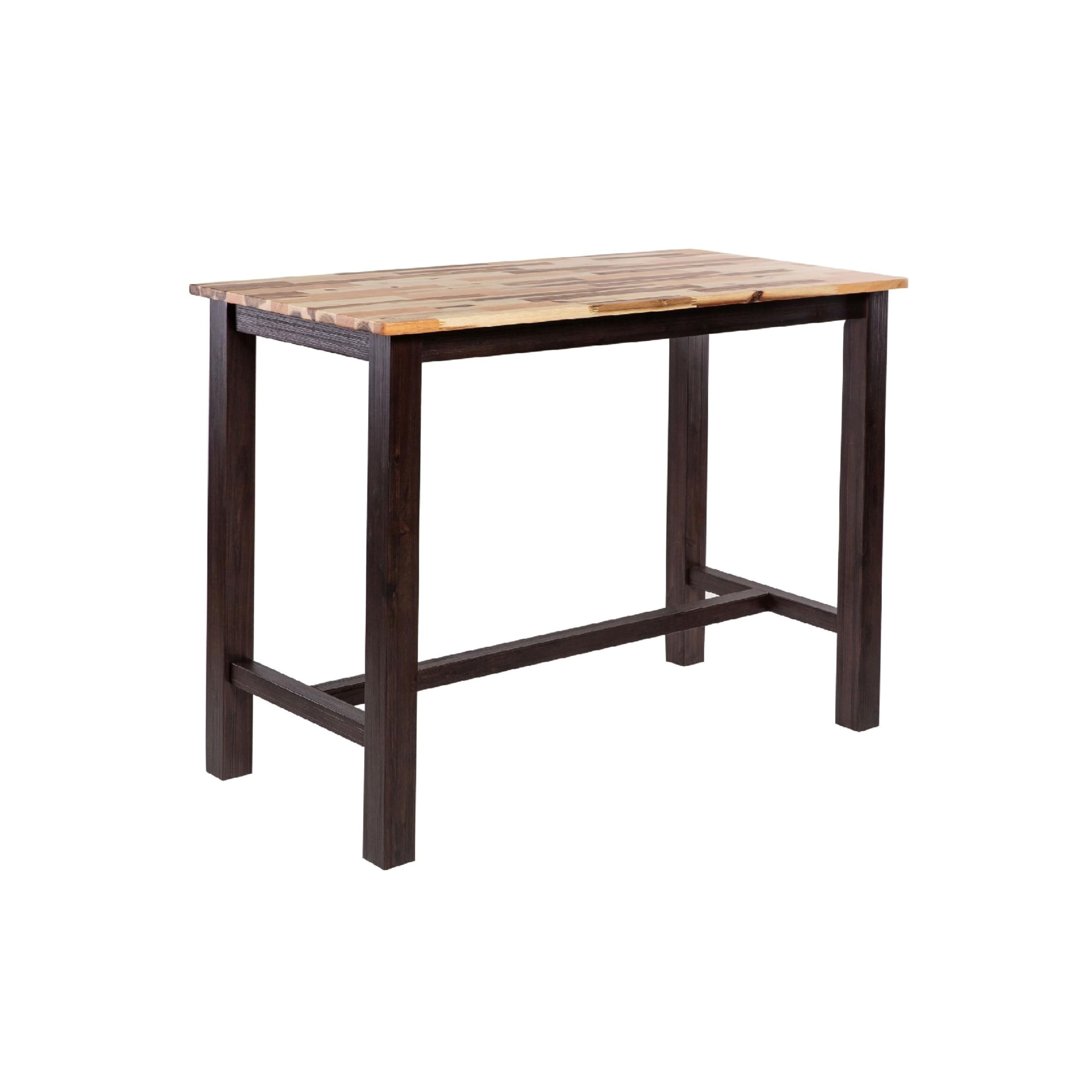 Amber Pub Table, 47 Inch Rectangular Top, Espresso Brown Trestle Base