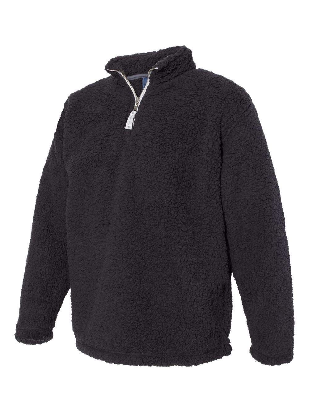 J. America Sherpa Quarter-Zip Pullover - Black, XL