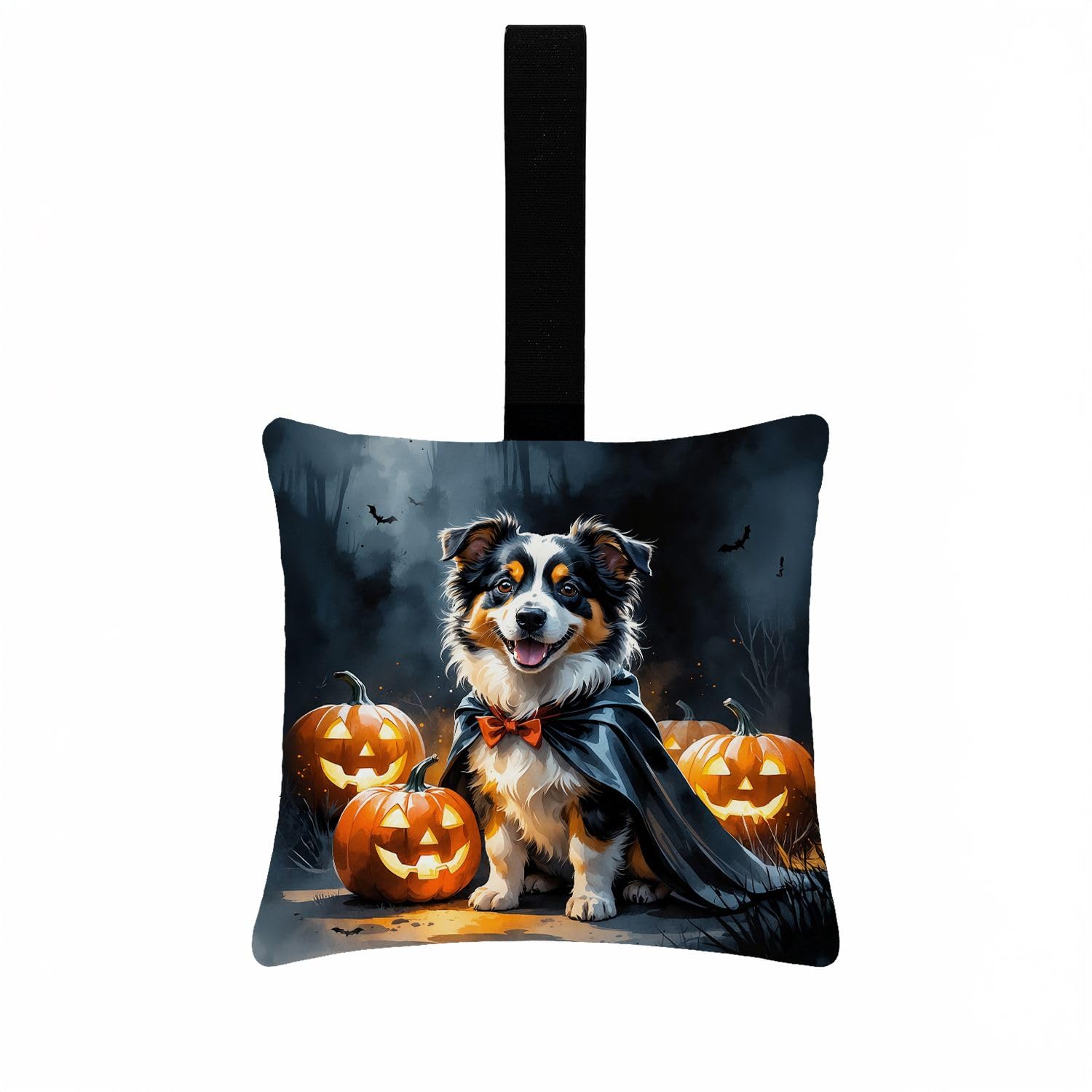 Carolines Treasures Sheltie Puppy Halloween Mini Hanging Pillow Ornament 3.5  3.5 Decorative Door-Knob & Tree Hanger, Soft Fabric Cushion