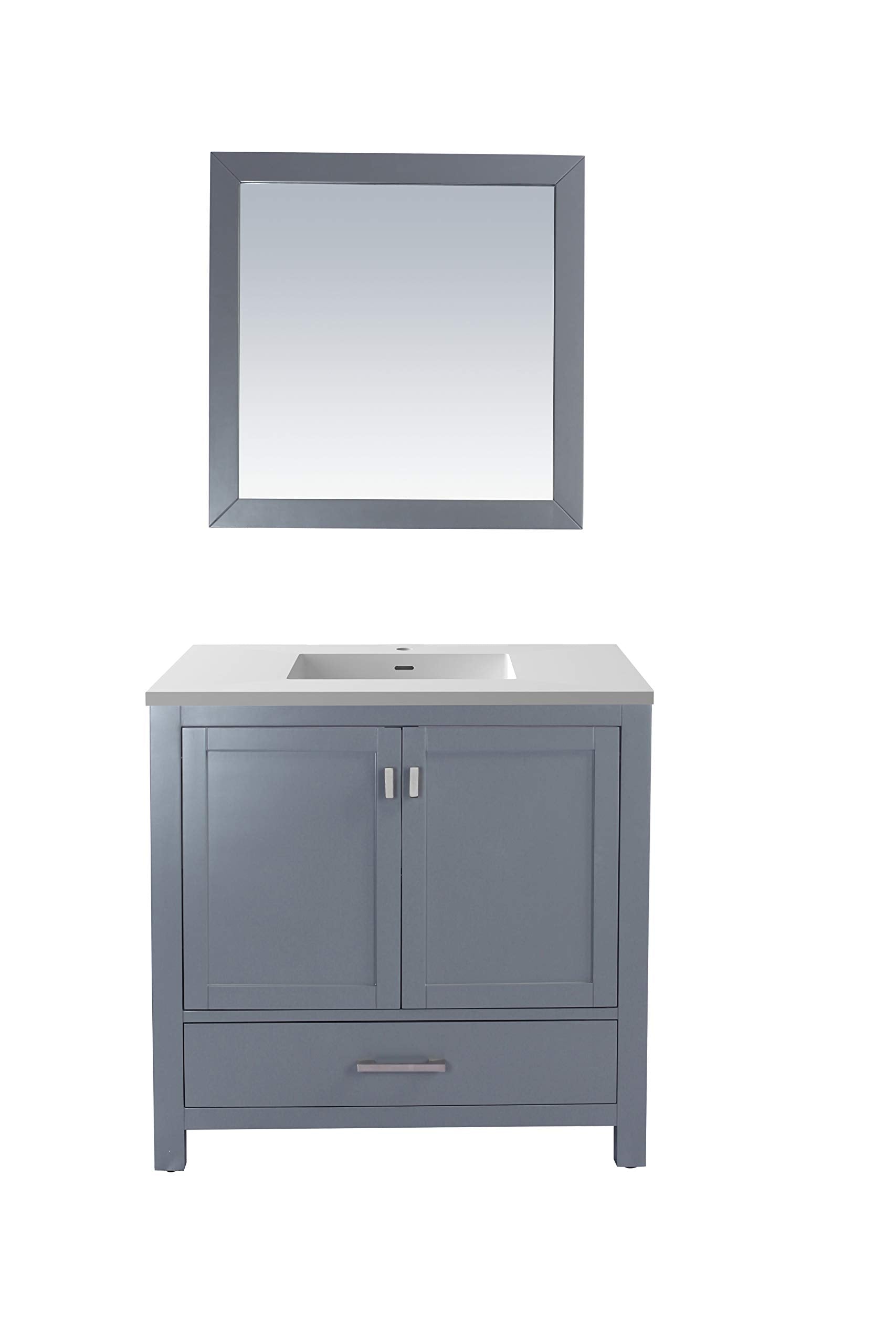 Wilson 36 - Grey Cabinet + Matte White VIVA Stone Solid Surface Countertop