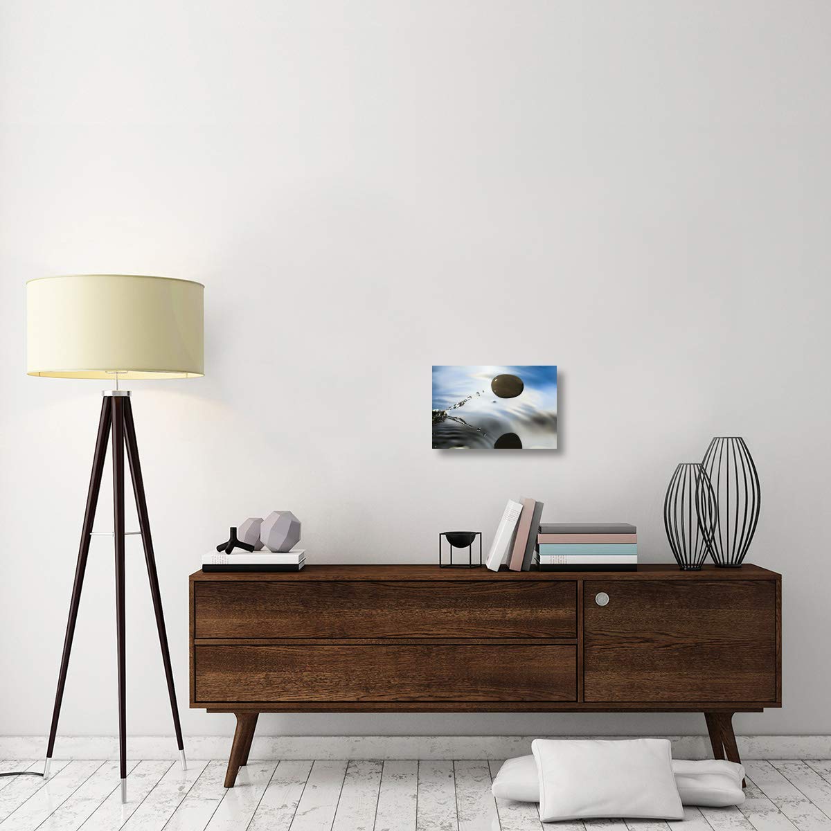 A rock skipping across the waters surface-Canvas Art-18”x12”