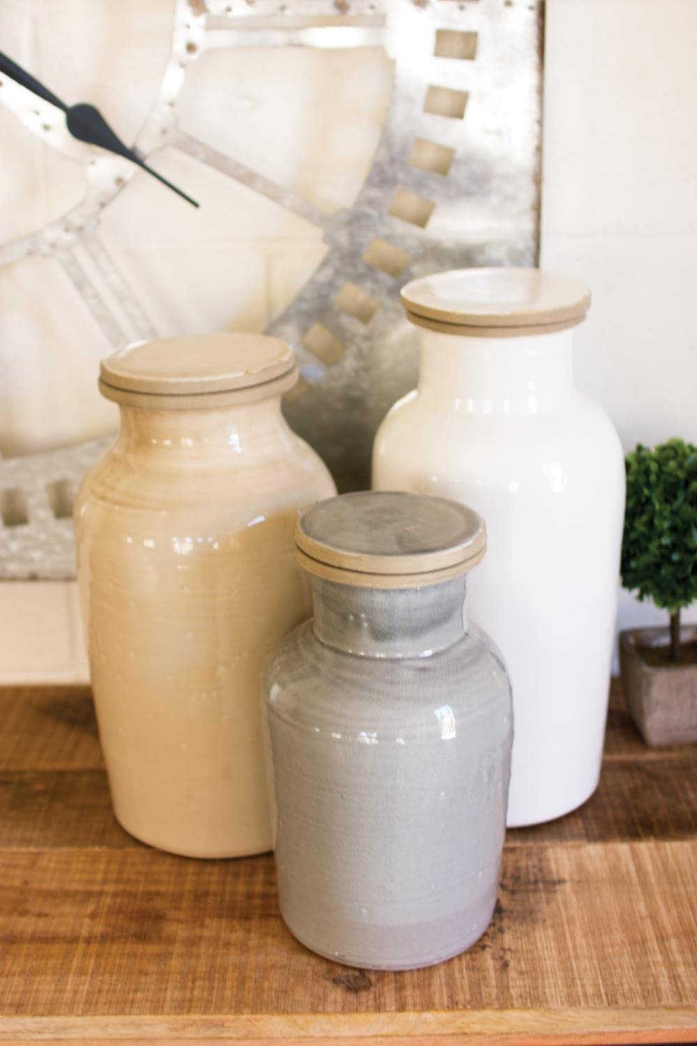 Set Of Three Ceramic Canisters-One Each Color