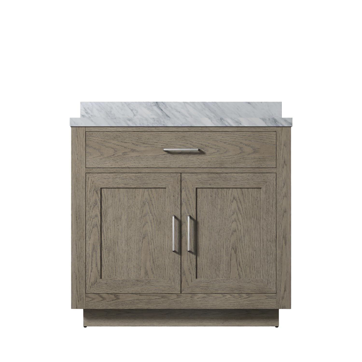 Abbey 36 in W x 22 in D Grey Oak Single Bath Vanity and Carrara Marble Top