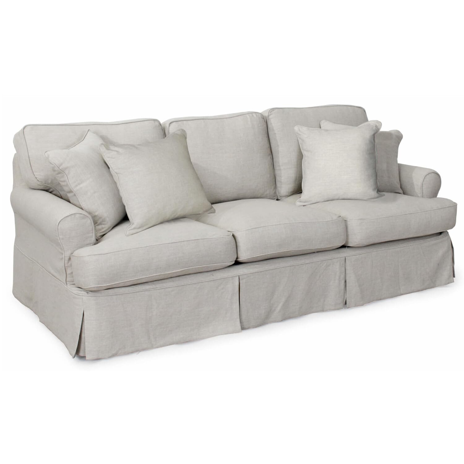 Sunset Trading Horizon T-Cushion Slipcovered Sofa | Light Gray