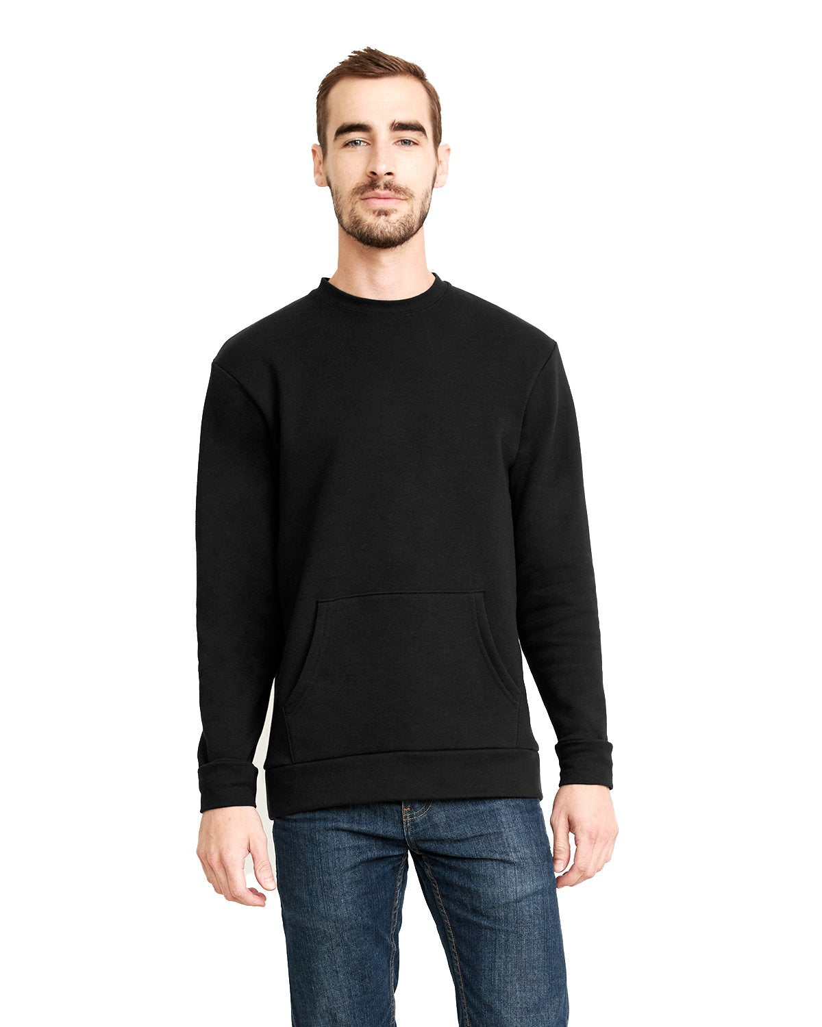 Next Level Unisex Crew with Pocket - Black, XL