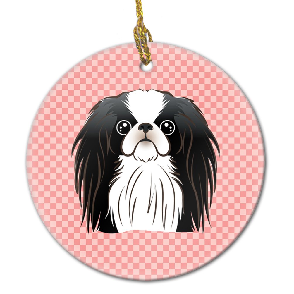 Checkerboard Pink Japanese Chin Ceramic Ornament BB1230CO1