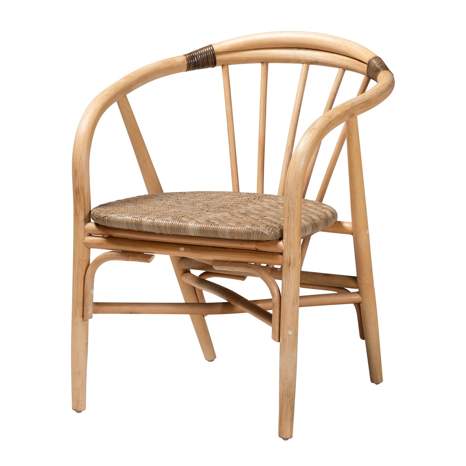 Baxton Studio Kyoto Modern Bohemian Natural Brown Rattan Dining Chair