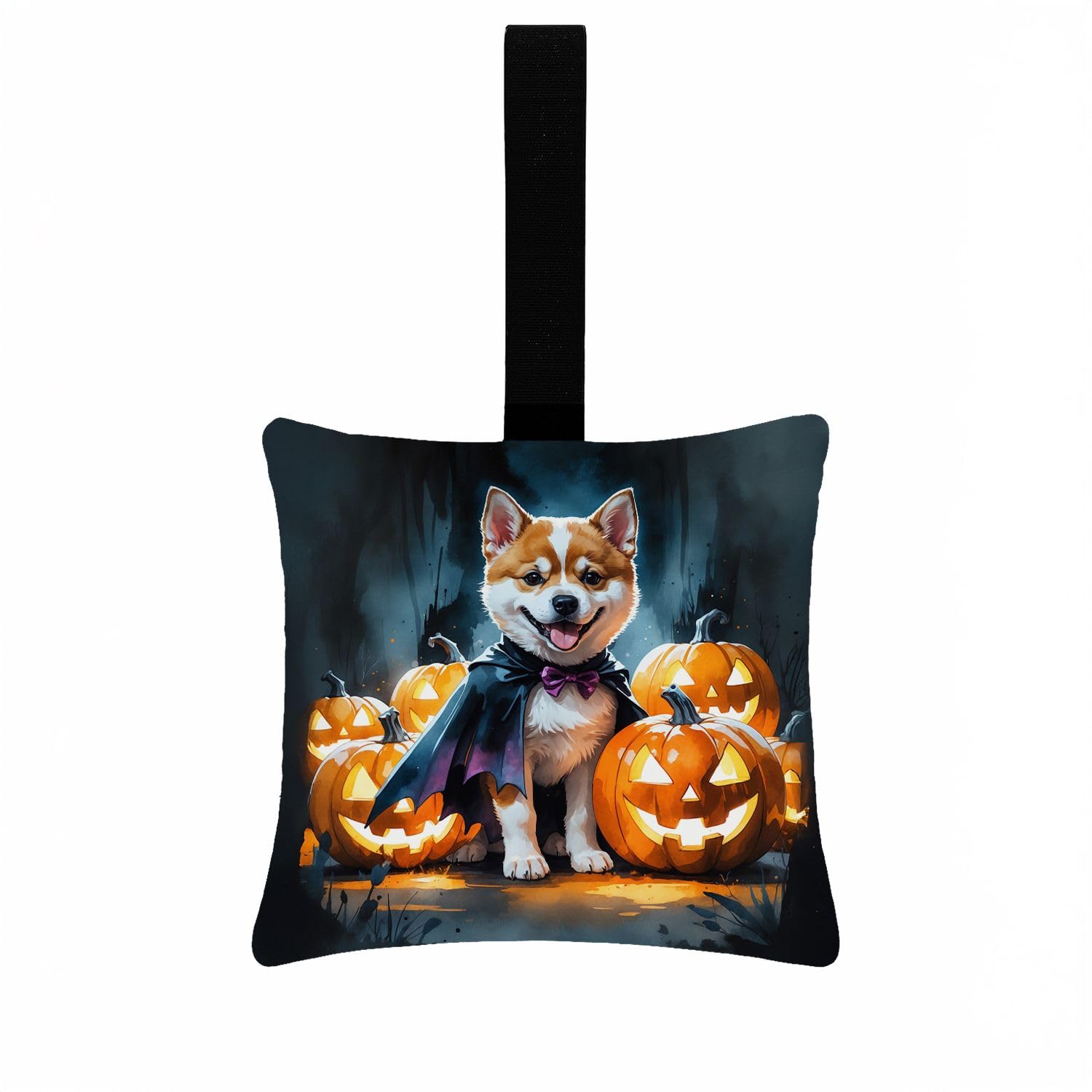 Carolines Treasures Akita Puppy Halloween Mini Hanging Pillow Ornament 3.5  3.5 Decorative Door-Knob & Tree Hanger, Soft Fabric Cushion