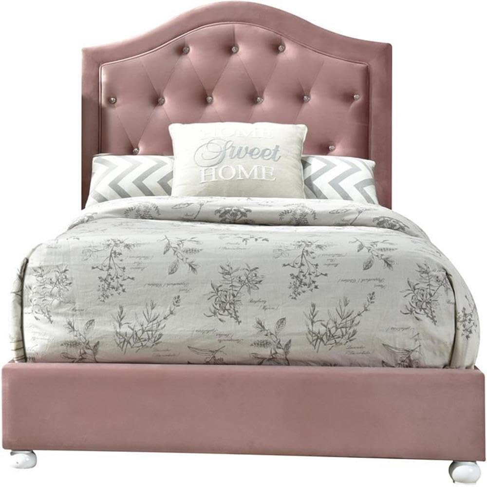 Acme Reggie Full Bed In Pink Fabric