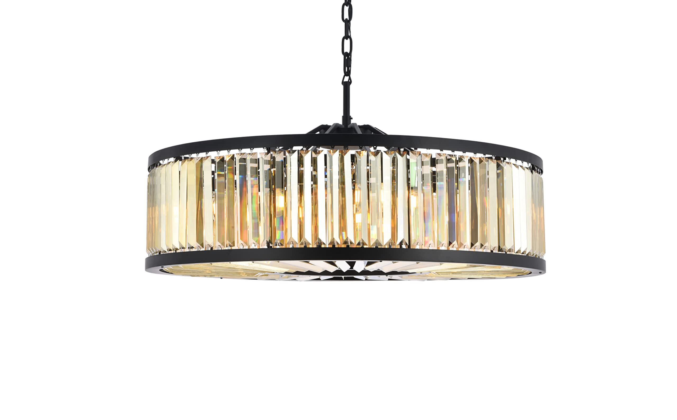 Elegant Lighting 1233 Chelsea Collection Chandelier 43.5'X15.5' Royal Cut Golden Teak (Smoky) Crystals 10 Light, Matte Black Finish