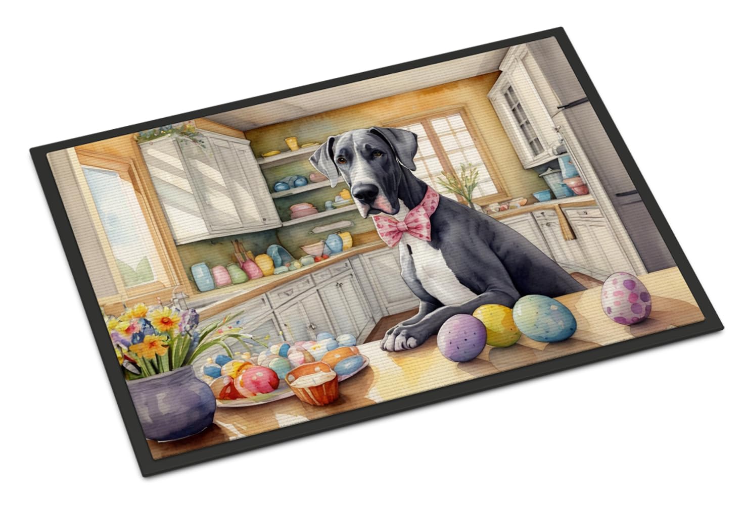 Carolines Treasures DAC6827MAT Decorating Easter Great Dane Doormat Front Door Mat Indoor Outdoor Rugs for Entryway, Non Slip Washable Low Pile, 18H X 27W