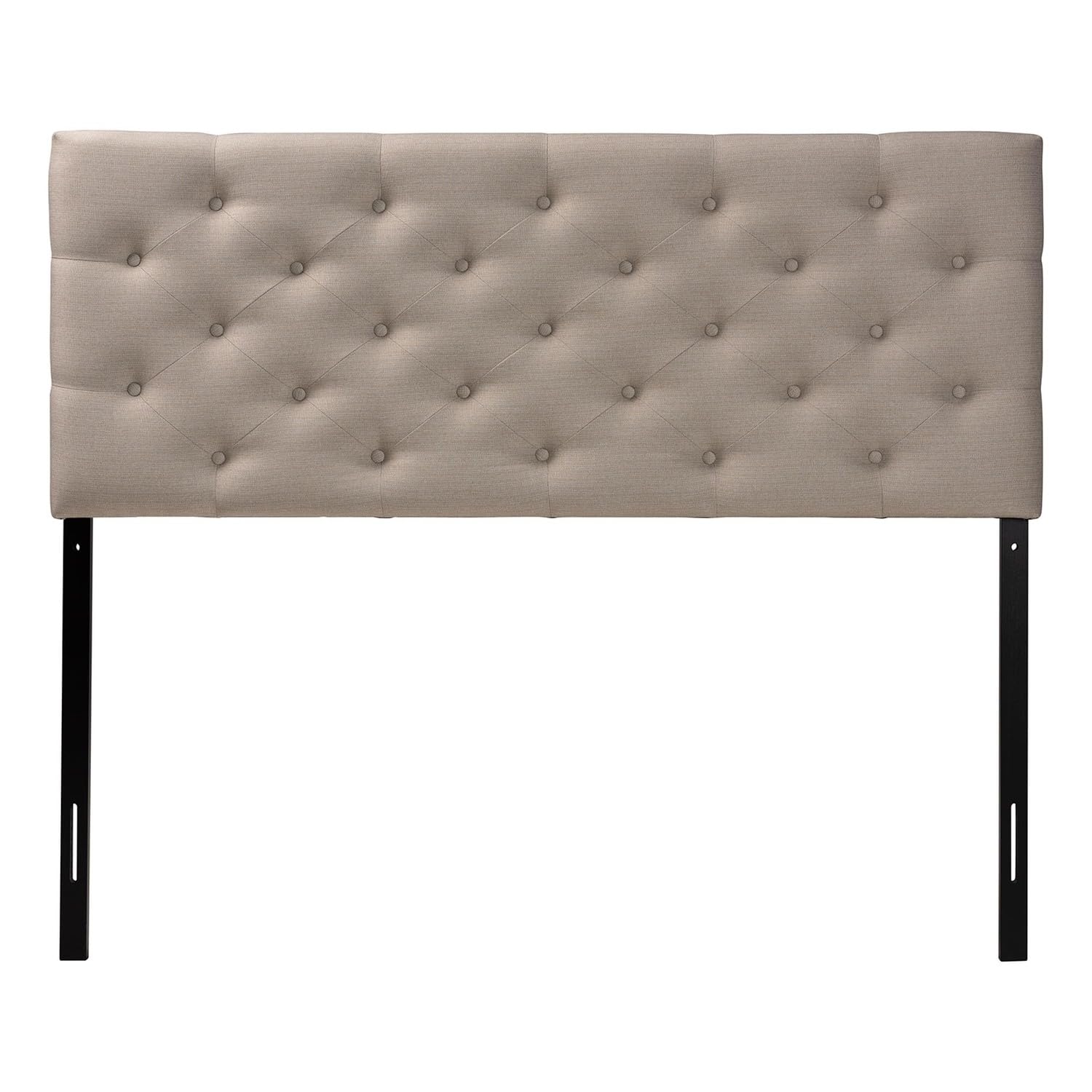 Baxton Studio Viviana Modern and Contemporary Light Beige Fabric Upholstered Button-tufted Queen Size Headboard