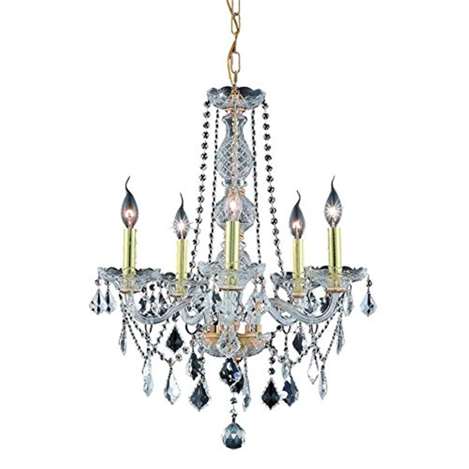 Verona 5 light Gold Chandelier Clear Royal Cut Crystal