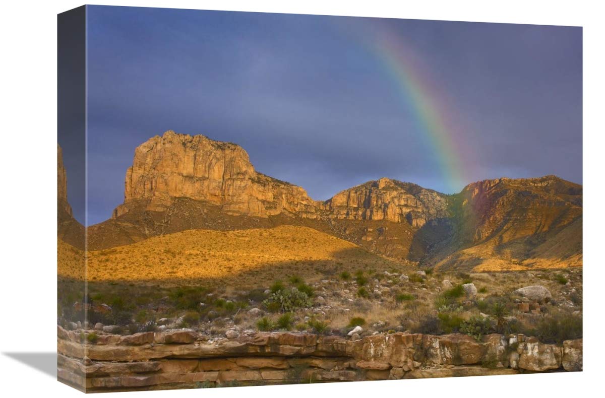 Rainbow near El Capitan, Guadalupe Mountains National Park, Texas-Canvas Art-16x12”