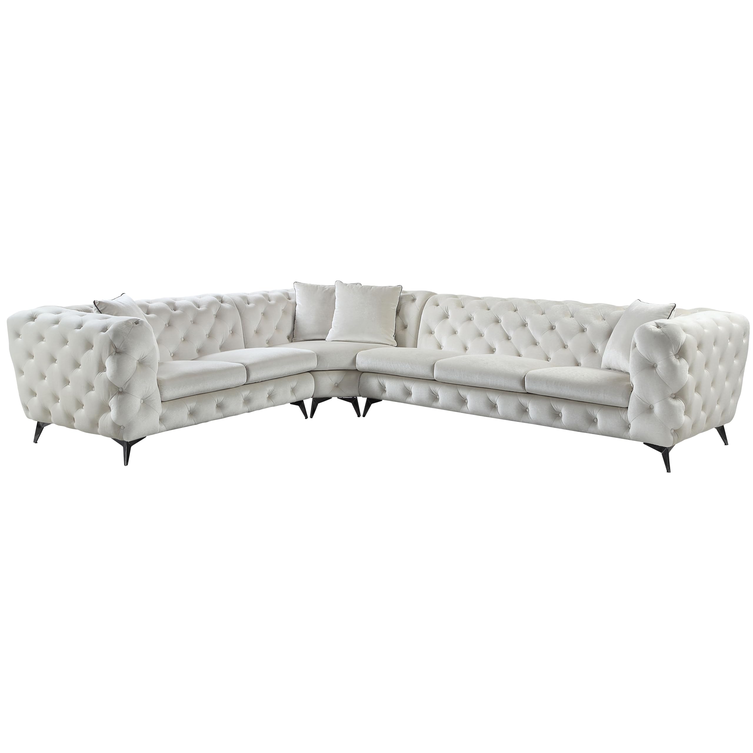 LV01160 Sectional Sofa w/4 Pillows - Beige Fabric, Atronia (1Set/3Ctn)