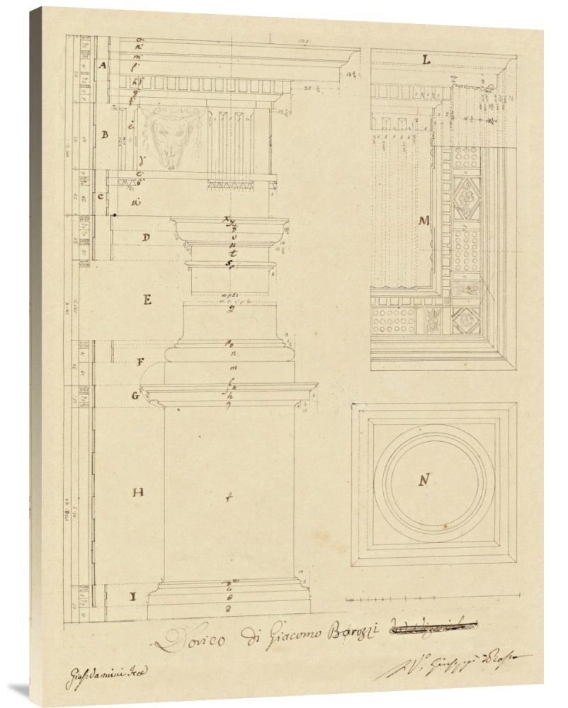 Plate 13 for Elements of Civil Architecture, ca. 1818-1850-Canvas Art-30x40”