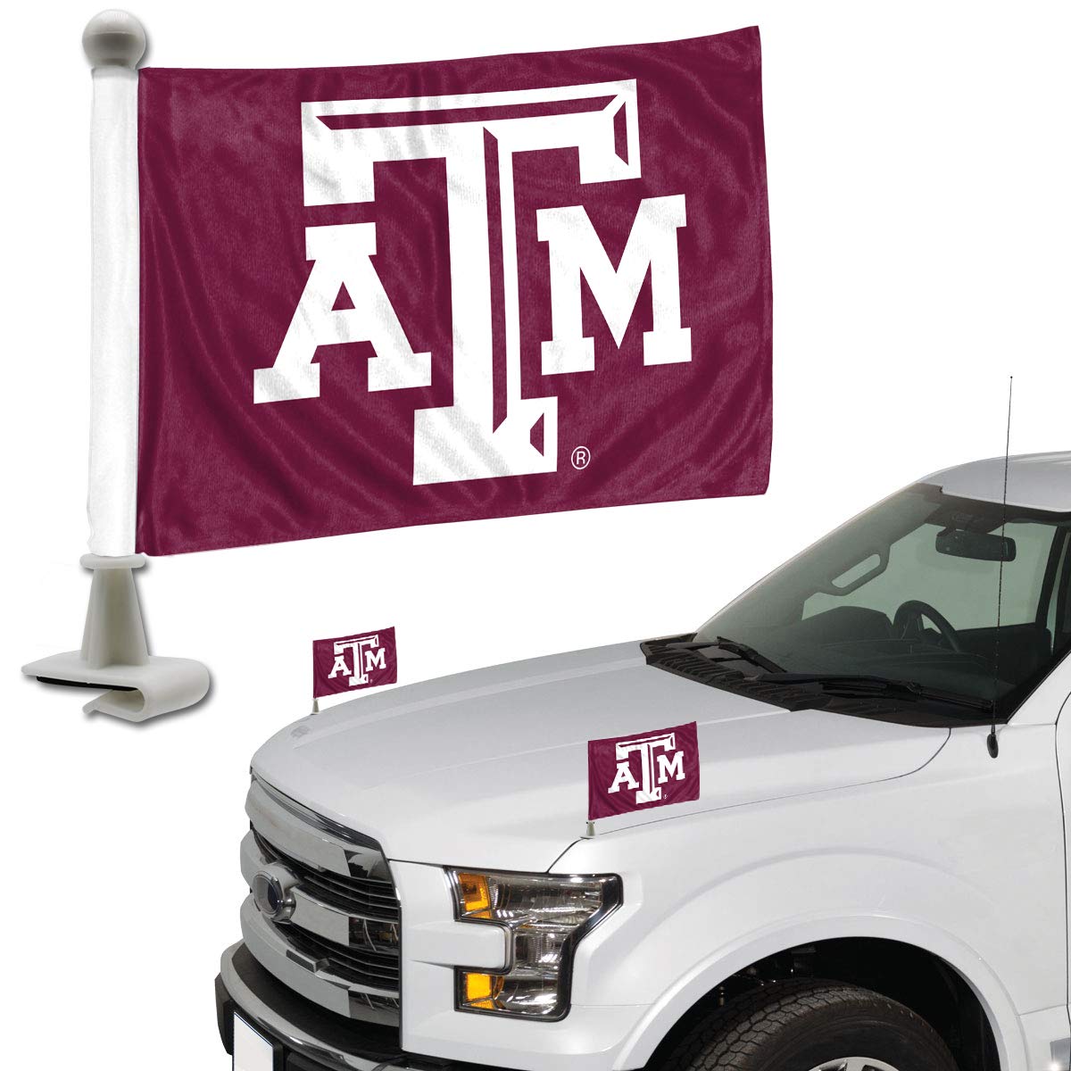 Fanmats 61931 Texas A&M Aggies Ambassador Car Flags - 2 Pack Mini Auto Flags, 4In X 6In, Perfect For Hood Or Trunk
