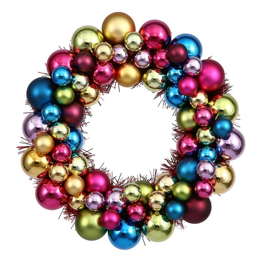 Casafoyer  12” Multi Colored Ball Wreath - N114200 - (Pack Of 2)